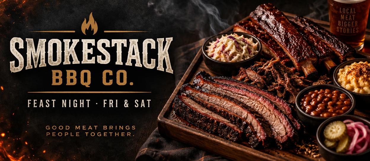 Practice ad for Smokestack BBQ Co.